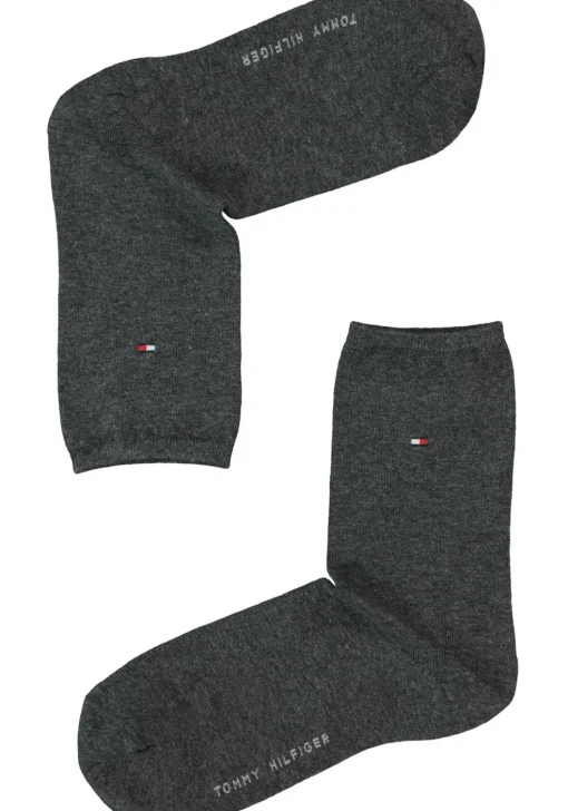 Tommy Hilfiger damessokken Casual (2-pack), uni katoen, antraciet melange