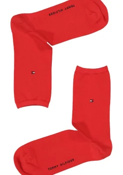 Tommy Hilfiger damessokken Check (2-pack), uni en geruit katoen, donkerblauw met rood