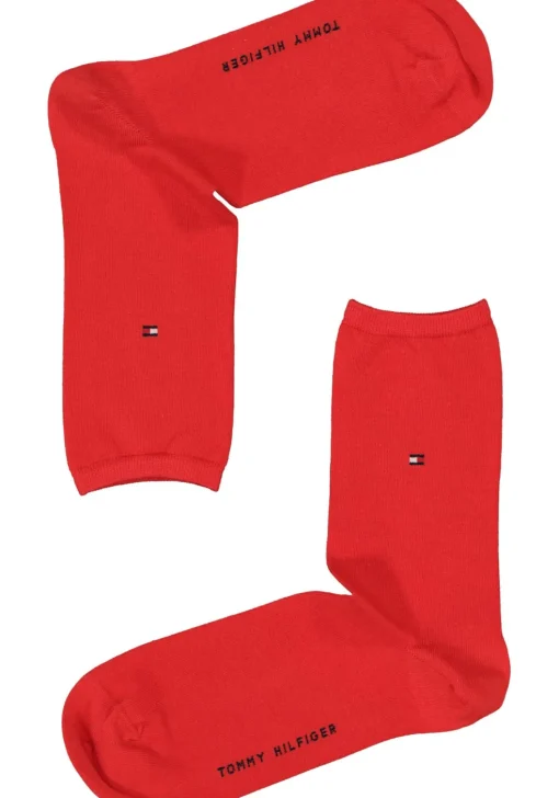 Tommy Hilfiger damessokken Check (2-pack), uni en geruit katoen, donkerblauw met rood