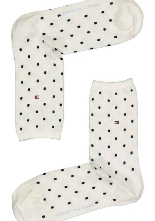 Tommy Hilfiger damessokken Dot (2-pack), uni en gestipt katoen, off white met blauw