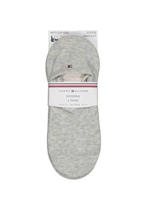 Tommy Hilfiger damessokken Footie (2-pack), onzichtbare sneakersokken katoen, grijs melange