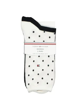 Tommy Hilfiger damessokken Dot (2-pack), uni en gestipt katoen, off white met blauw