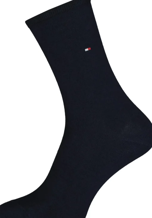 Tommy Hilfiger damessokken Small Stripe (2-pack), uni en gestreept katoen, donkerblauw met wit
