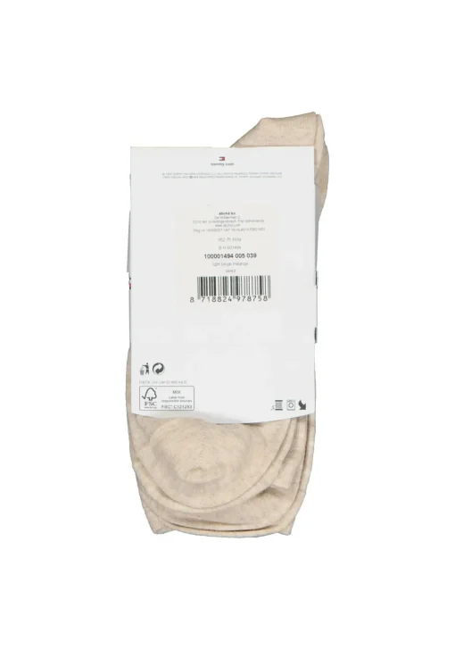 Tommy Hilfiger damessokken Small Stripe (2-pack), uni en gestreept katoen, licht beige met wit