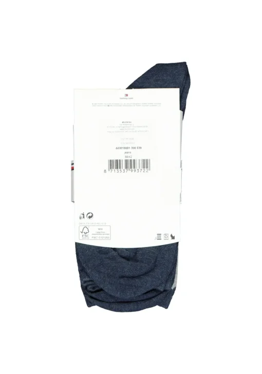 Tommy Hilfiger damessokken Check (2-pack), uni en geruit katoen, jeansblauw met grijs