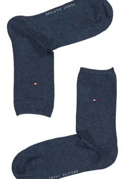 Tommy Hilfiger damessokken Small Stripe (2-pack), uni en gestreept katoen, jeans blauw met wit