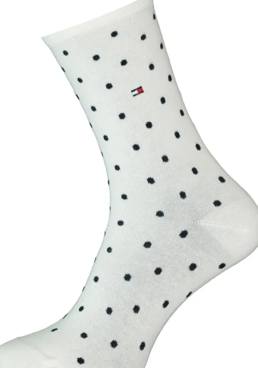 Tommy Hilfiger damessokken Dot (2-pack), uni en gestipt katoen, off white met blauw