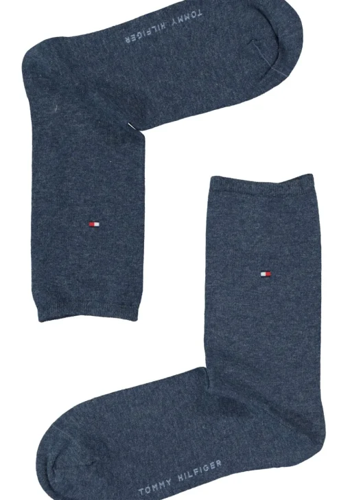 Tommy Hilfiger damessokken Dot (2-pack), uni en gestipt katoen, jeans blauw met wit