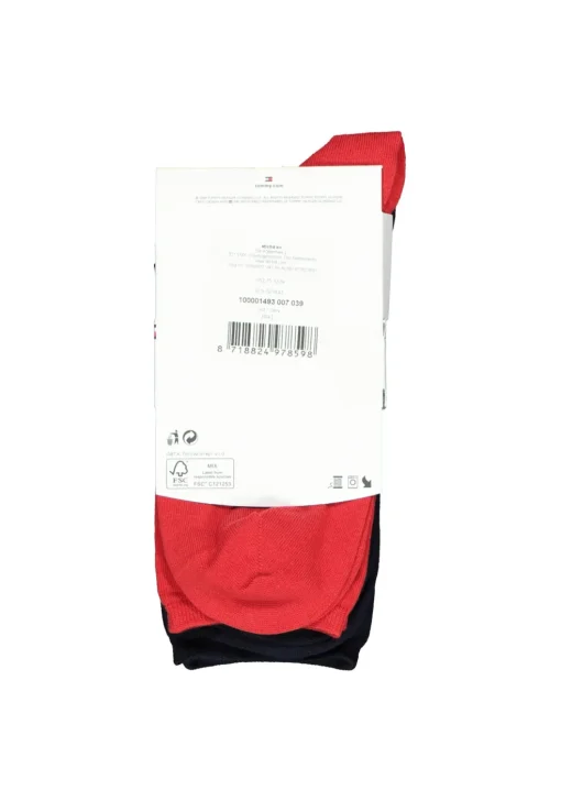 Tommy Hilfiger damessokken Dot (2-pack), uni en gestipt katoen, rood met blauw