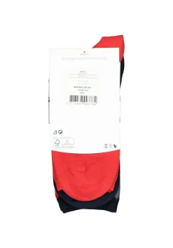 Tommy Hilfiger damessokken Check (2-pack), uni en geruit katoen, donkerblauw met rood