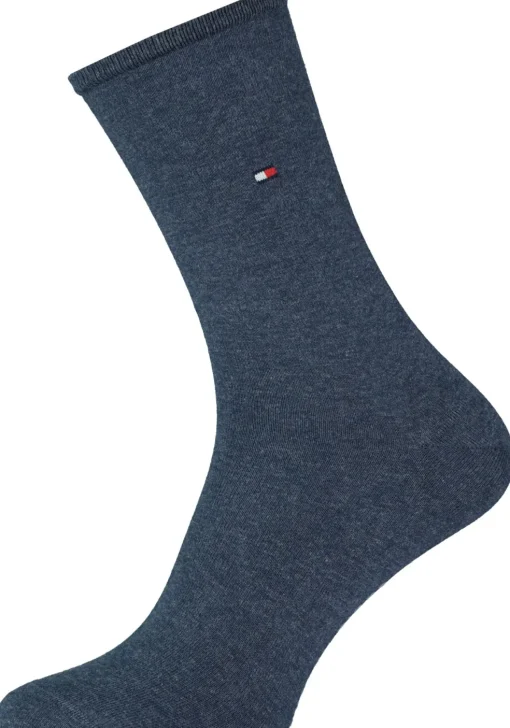 Tommy Hilfiger damessokken Dot (2-pack), uni en gestipt katoen, jeans blauw met wit