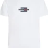 Tommy Hilfiger Flag Box Tee, heren T-shirt korte mouw O-hals, wit