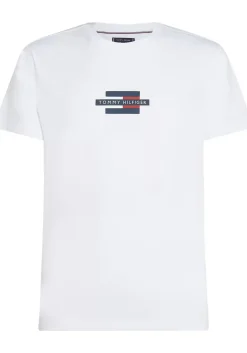 Tommy Hilfiger Flag Box Tee, heren T-shirt korte mouw O-hals, wit