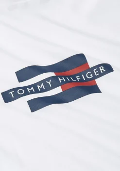 Tommy Hilfiger Flag Box Tee, heren T-shirt korte mouw O-hals, wit