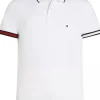 Tommy Hilfiger Flag Cuff Slim Polo, heren poloshirt, wit