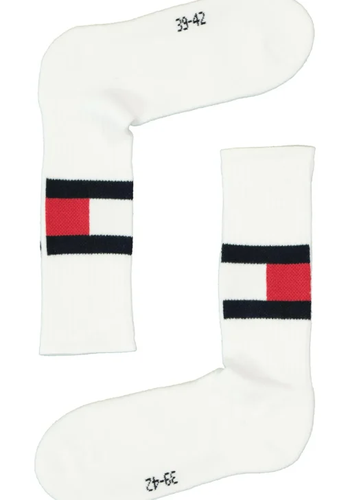 Tommy Hilfiger Flag Socks (1-pack), unisex sportsokken katoen, wit