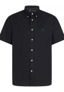 Tommy Hilfiger Flex Poplin Regular Fit Shirt, korte mouw, popeline, zwart