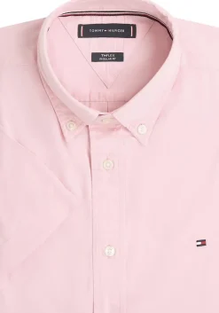 Tommy Hilfiger Flex Poplin Regular Fit Shirt, korte mouw, popeline, roze