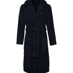 Tommy Hilfiger heren badjas, dik badstof met capuchon, blauw