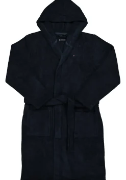 Tommy Hilfiger heren badjas, dik badstof met capuchon, blauw