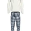 Tommy Hilfiger heren pyjama set, wit shirt met blauw met wit geruite broek