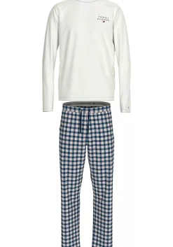 Tommy Hilfiger heren pyjama set, wit shirt met blauw met wit geruite broek