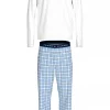 Tommy Hilfiger heren pyjama O-hals, wit shirt met blauw met wit geruite broek