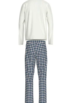 Tommy Hilfiger heren pyjama set, wit shirt met blauw met wit geruite broek