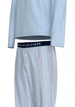 Tommy Hilfiger heren pyjama O-hals, lichtblauw shirt met blauw met wit gestreepte broek