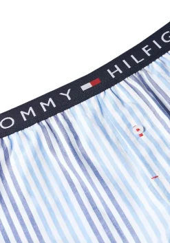 Tommy Hilfiger heren pyjama O-hals, lichtblauw shirt met blauw met wit gestreepte broek