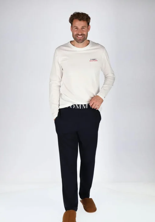 Tommy Hilfiger heren pyjama, wit met blauw