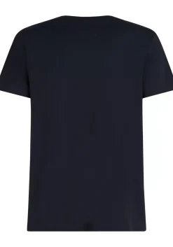 Tommy Hilfiger Hilfiger Stack Tee, heren T-shirt korte mouw O-hals, donkerblauw
