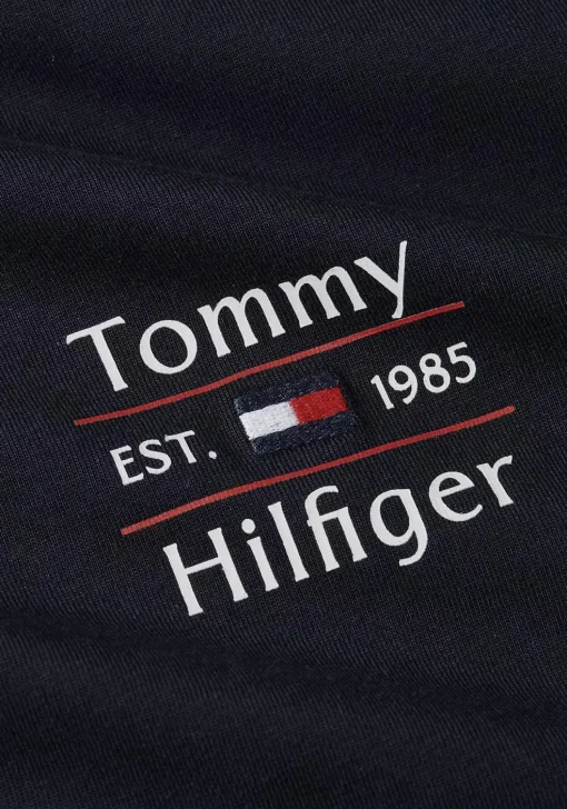 Tommy Hilfiger Hilfiger Stack Tee, heren T-shirt korte mouw O-hals, donkerblauw