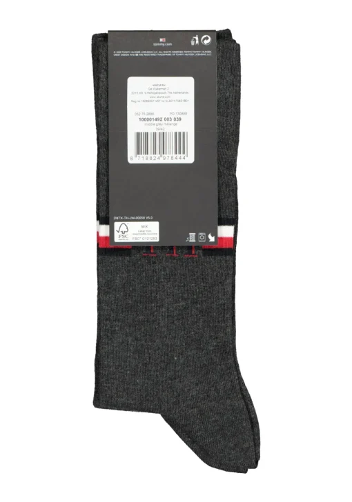 Tommy Hilfiger Iconic Logo Stripe Socks (2-pack), herensokken katoen, grijs