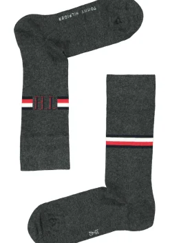 Tommy Hilfiger Iconic Logo Stripe Socks (2-pack), herensokken katoen, grijs