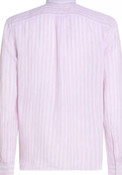 Tommy Hilfiger Linen Essential Regular Fit Shirt, structuur, roze met wit gestreept