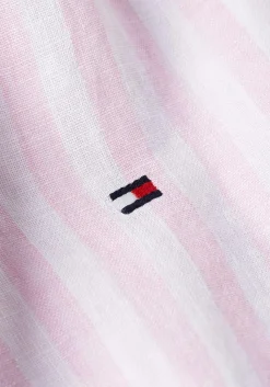 Tommy Hilfiger Linen Essential Regular Fit Shirt, structuur, roze met wit gestreept