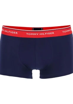 Tommy Hilfiger low rise trunk (3-pack), lage heren boxers kort, blauw met 3 kleuren tailleband