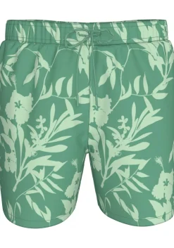 Tommy Hilfiger Medium Drawstring swimshort, heren zwembroek, groen met lichtgroene bloemen print