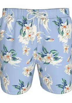Tommy Hilfiger Medium Drawstring swimshort, heren zwembroek, lichtblauw met bloemen print