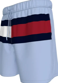 Tommy Hilfiger Medium Drawstring swimshort, heren zwembroek, lichtblauw met Tommy vlag