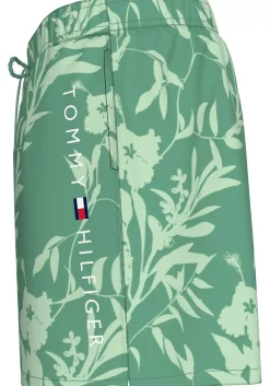 Tommy Hilfiger Medium Drawstring swimshort, heren zwembroek, groen met lichtgroene bloemen print