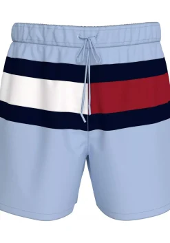 Tommy Hilfiger Medium Drawstring swimshort, heren zwembroek, lichtblauw met Tommy vlag