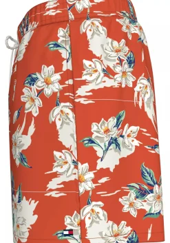 Tommy Hilfiger Medium Drawstring swimshort, heren zwembroek, warm oranje met bloemen print