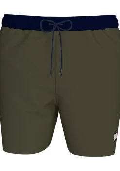 Tommy Hilfiger Medium Drawstring swimshort, heren zwembroek, army groen met blauwe band