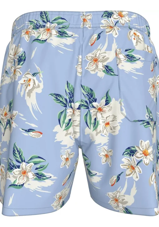 Tommy Hilfiger Medium Drawstring swimshort, heren zwembroek, lichtblauw met bloemen print