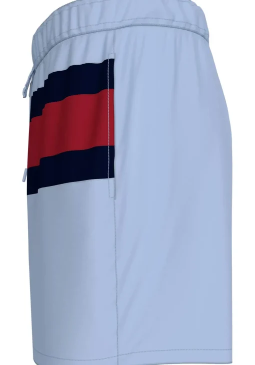 Tommy Hilfiger Medium Drawstring swimshort, heren zwembroek, lichtblauw met Tommy vlag