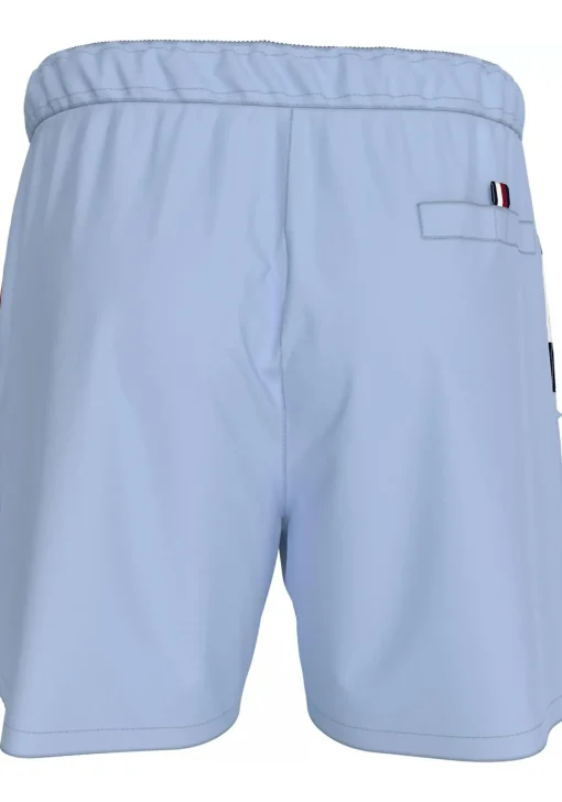 Tommy Hilfiger Medium Drawstring swimshort, heren zwembroek, lichtblauw met Tommy vlag