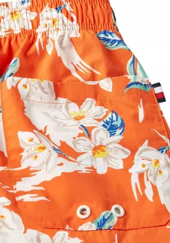 Tommy Hilfiger Medium Drawstring swimshort, heren zwembroek, warm oranje met bloemen print