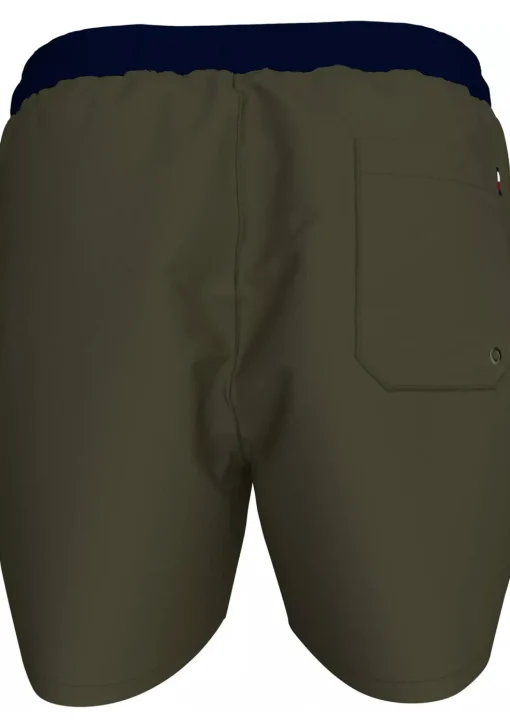 Tommy Hilfiger Medium Drawstring swimshort, heren zwembroek, army groen met blauwe band